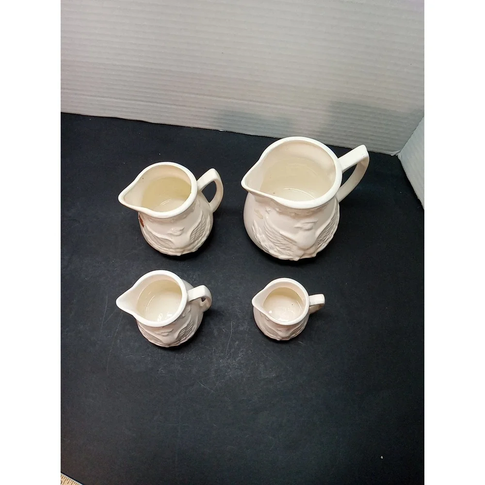 Americana Bald Eagle Ceramic White Measuring Cup Set 1cup, 1/2 ,1/3 &1/4 Cup